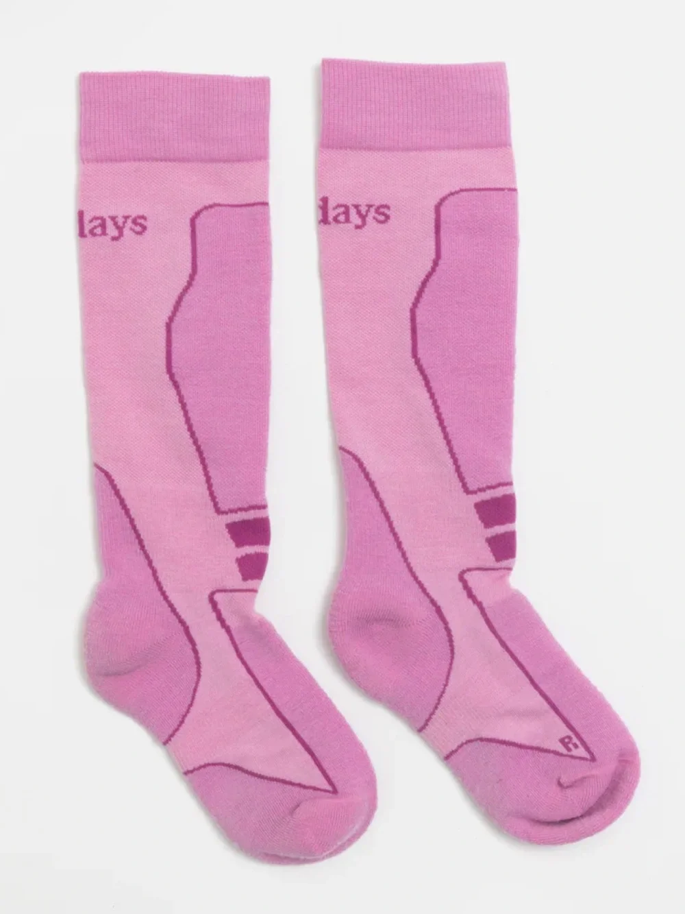 Halfdays Light Cushion Ski Sock Merino Wool Blend Peony Pink M/L